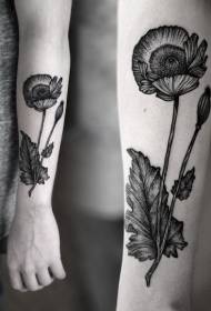 modello tatuaggio braccio di papavero nero