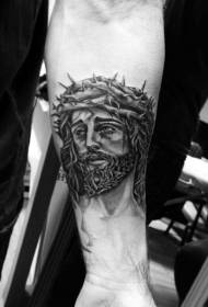 Verski Jezusov portret in vzorec tatujeve krone