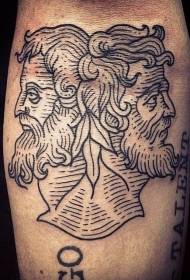 Melnas līnijas statujas tetovējuma tetovējuma raksts lielās rokas gravējuma stilā