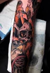 стари школски орао с узорком тетоваже лобање