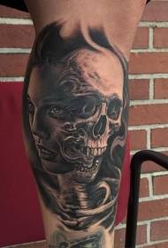 nuovo modello di tatuaggio del ritratto di scolaretta e donna