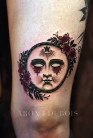 modello di tatuaggio maschera fiore vecchia scuola