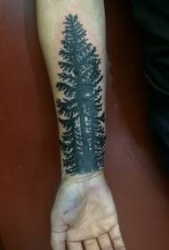 ramię czarny las prosty wzór tatuażu