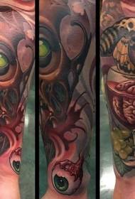 brazo pequeno interesante patrón de tatuaxe de globo ocular pintado