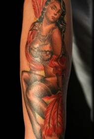 kolor realistyczny seksowny wzór tatuażu kobiet i piór