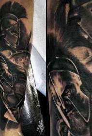 Silaha utukufu mweusi na nyeupe muundo wa tattoo wa Spartan