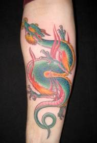 barvni vzorec tatoo modri zmaj kitajski slog