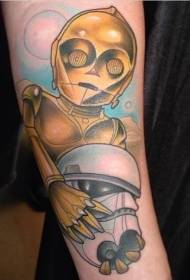 amuza karikaturo ŝtormo kasko kaj ora roboto Tattoo ŝablono