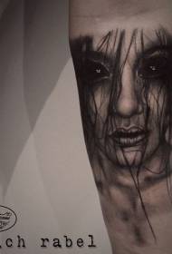 käsivarsi salaperäinen paholainen nainen kasvot tatuointi malli