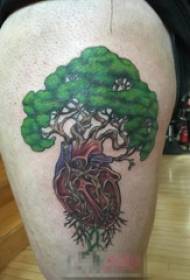 chlapci stehna malované abstraktní linie srdce a život strom obrázky tetování