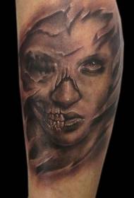 Ženski portret tatoo vzorca lobanje