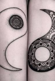 pari käsivarsi yin ja yang juorut symboli tatuointi malli