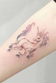 ƙaramin hannu ƙananan sabo mai kyau cic unicorn pastel launi tattoo ƙirar