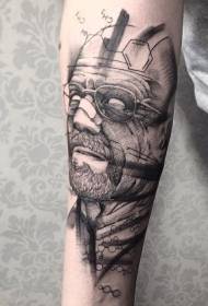 Kar fekete szúró szemüveg férfi portré tetoválás minta