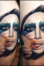 modello realistico del tatuaggio del ritratto delle donne di trucco di colore di stile