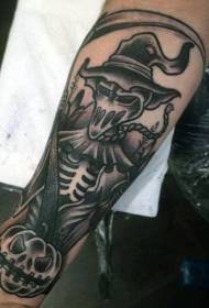 krak crne graviranja lubanja smrti s uzorkom tetovaže od bundeve