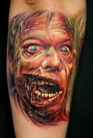 Modello di tatuaggio ritratto di zombie di colore impressionante