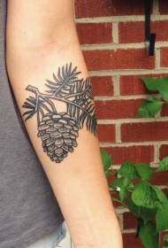 lytse Arm pine tûke mei pine cone realistyske tatoetpatroan