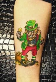 Moneda d'or de dibuixos animats en color de turmell i patró de tatuatge de leprechaun