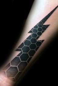 panangan hideung pola kombinasi héksagonal tato
