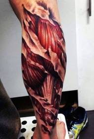 Tetovējumā krāsots attēls izsmalcināti attēloja anatomisku tetovējuma modeli