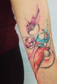 strėlės animacinis filmas „Pokémon“ rutulio spalvos tatuiruotės modelis