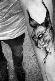 lengan hitam sketsa gaya pola tato kucing liar
