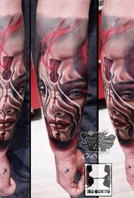 Wapen moderne traditionele vrouw in kleur stijl portret sleutelgat tattoo patroon
