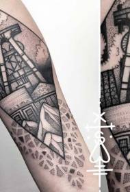 Arm schwarz Punkt Dorn Bergbau Landschaft geometrische Tattoo-Muster