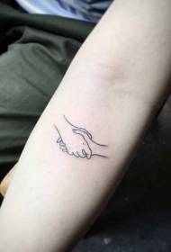 рука простая черная линия рукопожатие смешной рисунок татуировки