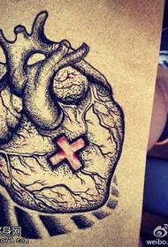 svart grå skiss hjärta tatuering manuskript bild