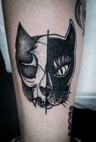 impressive cat face half tattoo tattoo pattern