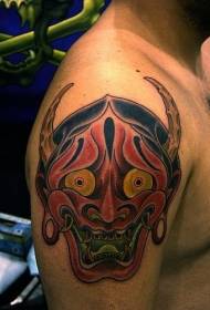Patrón de tatuaje de cara de fantasma rojo grande