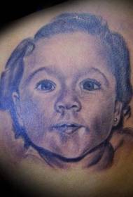 corak tatu potret muka bayi belakang