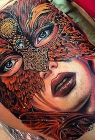 vacker mask tjej porträtt tatuering mönster