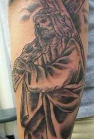 Jesus com um padrão de tatuagem cruzada