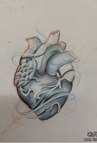 Manoscritto con motivo a tatuaggio nero grigio cuore Europa