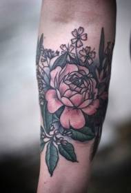 simpatico tatuaggio a braccio piccolo con motivo floreale