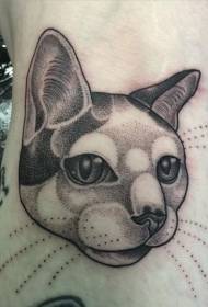 modello di tatuaggio testa di gatto nero carino stile pungiglione