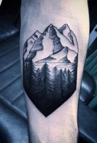 Рука черно-белый холм татуировки