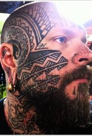 testa di bell'aspetto modello totem tatuaggio polinesiano nero