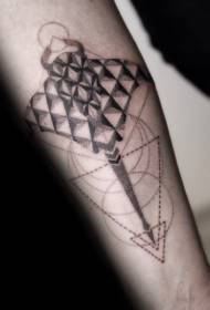 幾何学的なスタイルの黒い刺された腕のタトゥーパターン