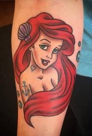 lámh bheag álainn mermaid Ayre bhlaosc piorraí tattoo patrún