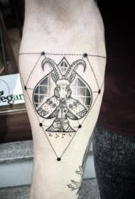 Simbolni uzorak tetovaže jastuka s kozjom špicom ruku, čarobne ruke