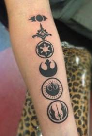 Arm Black Various Star Wars Logo Tatuiruotės modelis