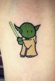 kartun comel Yoda master dan corak tatu lightsaber