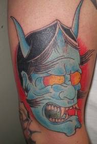 藍色日本魔鬼般的紋身圖案111158-面頸佛教圖騰紋身圖案