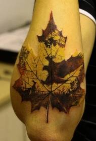 arm maple leaves reflecting eagle hunting tattoo pattern