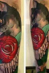 nou gat de bot de l'escola amb patró de tatuatge de lletres de roses