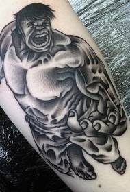 roko stare šole črno sivo jezen hulk Tattoo vzorec